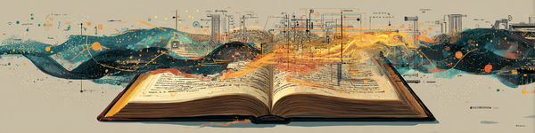 A illustrative header image of a dictionary with data flowing from and through the pages.